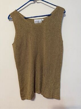 Vintage Jessica Y2K Metallic Gold Women's Tank - Shimmery Knit